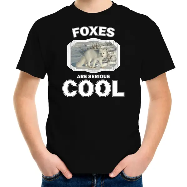 Bellatio Decorations Dieren Vossen T-shirt Zwart Kinderen - Foxes Are Serious Cool Shirt Jongens/ Meisjes - Cadeau Shirt Poolvos/ Vossen Liefhebber - Kinderkleding / thumbnail