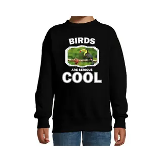 Bellatio Decorations Dieren Toekans Sweater Zwart Kinderen - Birds Are Serious Cool Trui Jongens/ Meisjes - Cadeau Toekan/ Toekans Liefhebber - Kinderkleding / Kleding