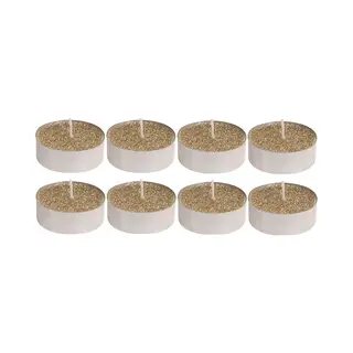 Waxinelichtjes - 24x St - Goud Glitter - 3, 7 Cm - Theelichtjes - Waxinekaarsjes - Kersttafel Kaarsen