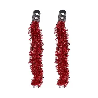 2x Rode Folie Slingers/guirlandes Met Sterren 200 Cm - Kerstslingers - Kerstboomversiering Rood