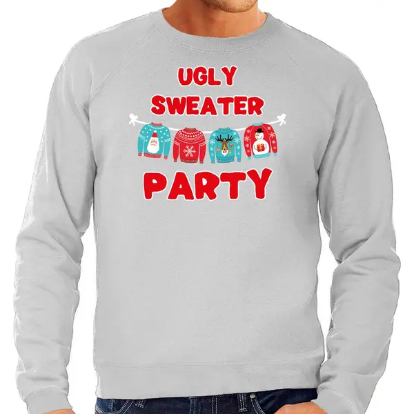 Bellatio Decorations Ugly Sweater Party Kerstsweater / Kerst Trui Grijs Voor Heren - Kerstkleding / Christmas Outfit Xxl thumbnail