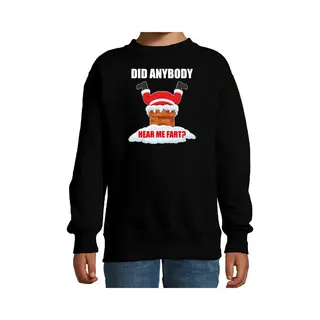 Bellatio Decorations Fun Kerstsweater / Kerst Trui Did Anybody Hear My Fart Zwart Voor Kinderen - Kerstkleding / Christmas Outfit 152/164