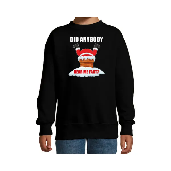 Bellatio Decorations Fun Kerstsweater / Kerst Trui Did Anybody Hear My Fart Zwart Voor Kinderen - Kerstkleding / Christmas Outfit 152/164 thumbnail