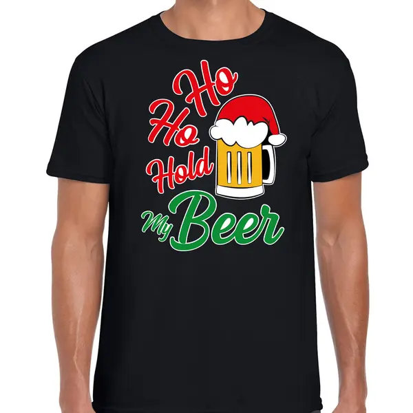 Bellatio Decorations Foute Kerttrui T-shirt - Ho Ho Hold My Beer - Zwart - Voor Heren - Kerstkleding / Christmas Drank En Bier Outfit Xxl thumbnail