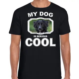 Bellatio Decorations Friese Stabij Honden T-shirt My Dog Is Serious Cool Zwart - Heren - Friese Stabijs Liefhebber Cadeau Shirt L