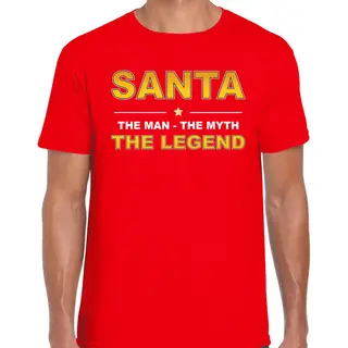 Bellatio Decorations Santa T-shirt / The Man / The Myth / The Legend Rood Voor Heren - Kerst Kleding / Christmas Outfit S