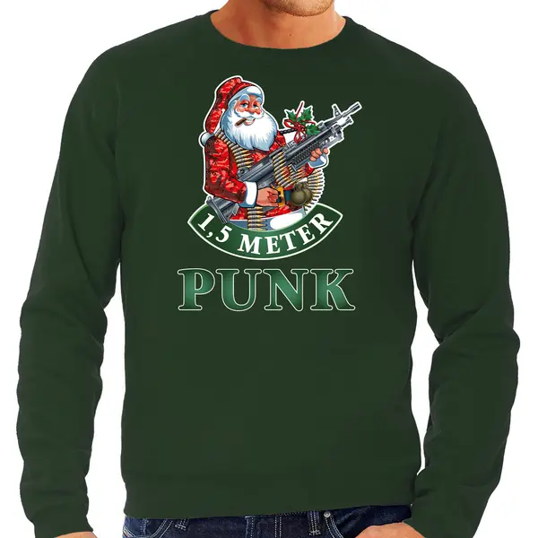 Bellatio Decorations Grote Maten Foute Kerstsweater / Kerst Trui 1, 5 Meter Punk Groen Voor Heren - Kerstkleding / Christmas Outfit Xxxxl thumbnail
