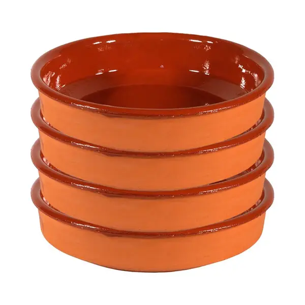 Gerimport Tapas Bakjes/schaaltjes - 6x - Sevilla - 16 Cm - Aardewerk - Oranje - Serveerschaaltje thumbnail