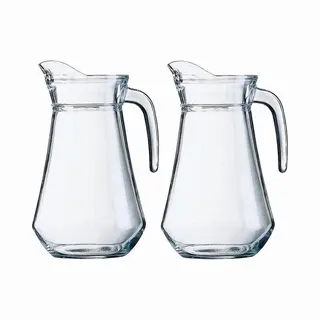 Gerimport Water Karaf - 2x - 1 Liter - Glas - Sapkan - Waterkan - Schenkkan - Met Handvat