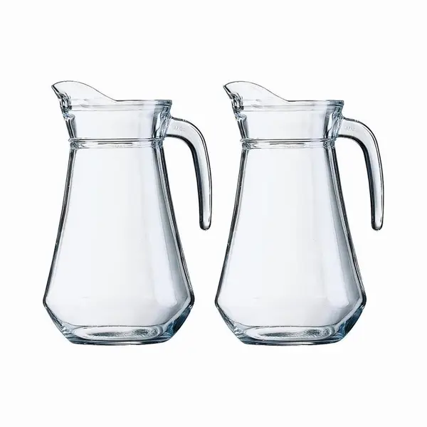 Gerimport Water Karaf - 2x - 1 Liter - Glas - Sapkan - Waterkan - Schenkkan - Met Handvat thumbnail