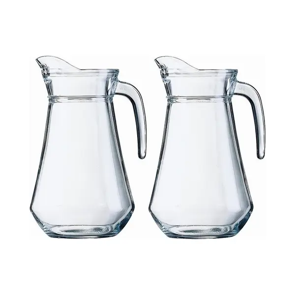 Gerimport Water Karaf - 2x - Schenkkan - Glas - 1.3 Liter - Hoogte 22 Cm - Waterkan thumbnail