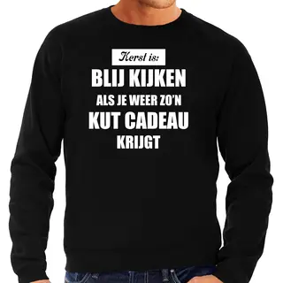 Bellatio Decorations Zwarte Foute Kersttrui / Sweater - Kerst Is Blij Kijken / Kut Cadeau - Heren - Kerstkleding / Christmas Outfit Xxl