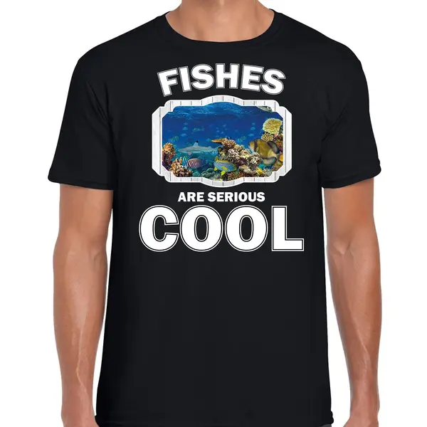 Bellatio Decorations Dieren Vissen T-shirt Zwart Heren - Fishes Are Serious Cool Shirt - Cadeau T-shirt Vis/ Vissen Liefhebber Xl thumbnail