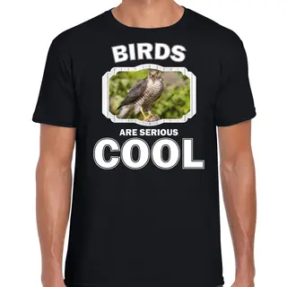 Bellatio Decorations Dieren Vogels T-shirt Zwart Heren - Birds Are Serious Cool Shirt - Cadeau T-shirt Havik Roofvogel/ Vogels Liefhebber S