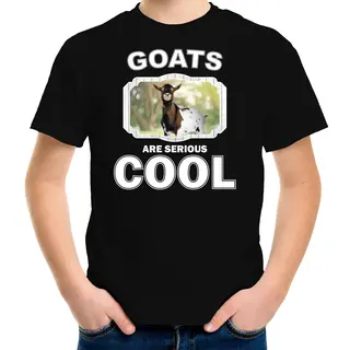 Bellatio Decorations Dieren Geiten T-shirt Zwart Kinderen - Goats Are Serious Cool Shirt Jongens/ Meisjes - Cadeau Shirt Gevlekte Geit/ Geiten Liefhebber - Kinderkleding /