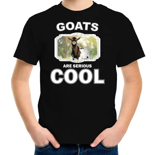 Bellatio Decorations Dieren Geiten T-shirt Zwart Kinderen - Goats Are Serious Cool Shirt Jongens/ Meisjes - Cadeau Shirt Gevlekte Geit/ Geiten Liefhebber - Kinderkleding / thumbnail