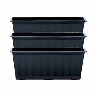 Prosperplast Plantenbak/bloembak/balkonbak Agro - 3x - Antraciet - Kunststof - 40 X 18 X 14 Cm