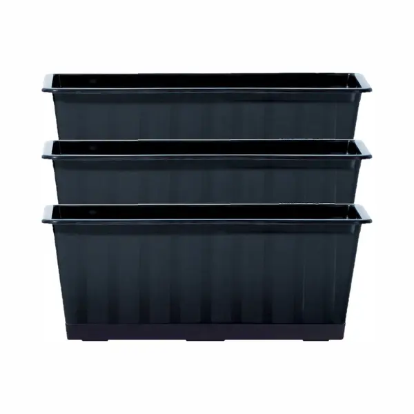 Prosperplast Plantenbak/bloembak/balkonbak Agro - 3x - Antraciet - Kunststof - 40 X 18 X 14 Cm thumbnail