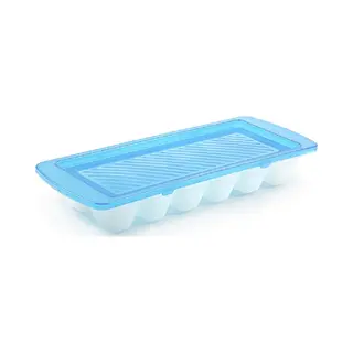 Plasticforte IJsblokjesvorm - Blauw - 1x Stuks - Met Afsluitdeksel - 28 X 11 Cm - Ijsklontjes Bakje