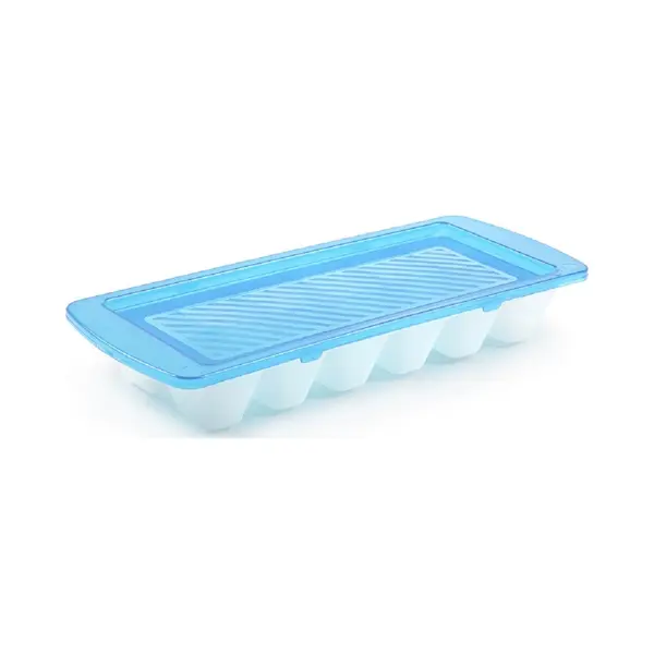Plasticforte IJsblokjesvorm - Blauw - 1x Stuks - Met Afsluitdeksel - 28 X 11 Cm - Ijsklontjes Bakje thumbnail
