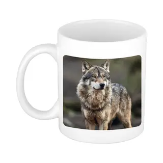Bellatio Decorations Dieren Wolf Foto Mok 300 Ml - Cadeau Beker / Mok Wolven Liefhebber