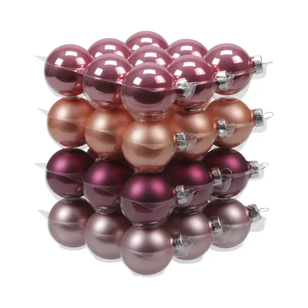 Othmar Decorations Kleine Kerstballen - 36x St - Hibiscus Roze - D4 Cm - Glas - Kerstversiering thumbnail
