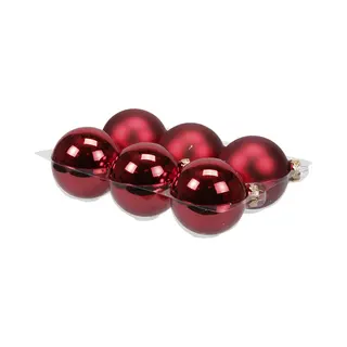 Othmar Decorations Kerstballen - 6 Stuks - Rood - Glas - 8 Cm - Mat/glans - Kerstboomversiering