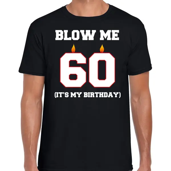 Bellatio Decorations 60 Jaar Cadeau T-shirt Blow Me Its My Birthday - Zwart - Heren - 60ste Verjaardag Kado Xxl thumbnail