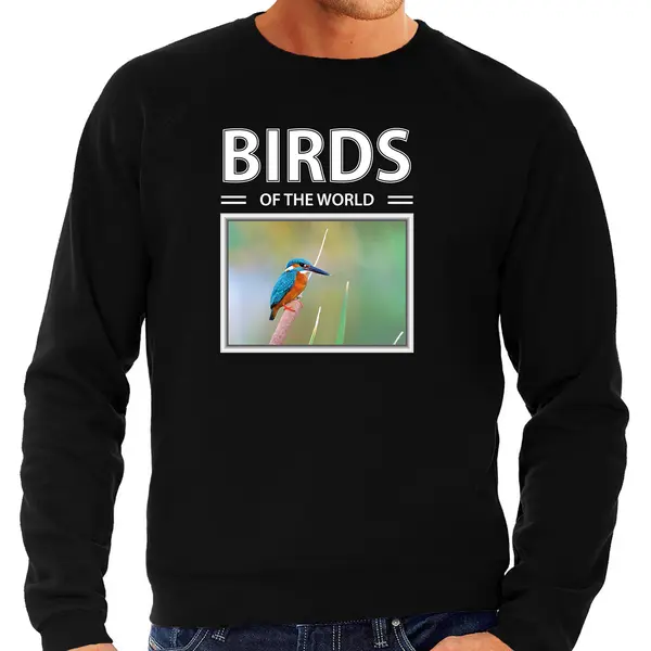Bellatio Decorations Dieren Foto Sweater IJsvogel - Zwart - Heren - Birds Of The World - Cadeau Trui Vogel Liefhebber Xl thumbnail
