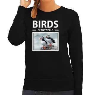 Bellatio Decorations Dieren Foto Sweater Papegaaiduiker - Zwart - Dames - Birds Of The World - Cadeau Trui Vogel Liefhebber Xxl