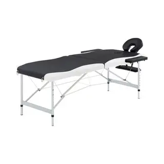 VidaXL - Massagetafel - Inklapbaar - 2 - Zones - Aluminium - Zwart - En - Wit