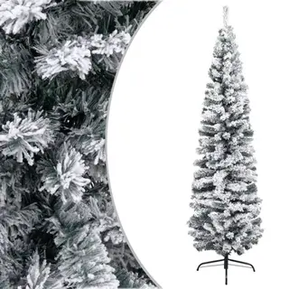 Künstlicher Weihnachtsbaum Schlank Mit Schnee Grün 240 Cm Pvc Vidaxl