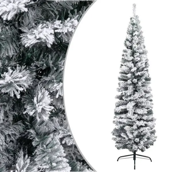 Künstlicher Weihnachtsbaum Schlank Mit Schnee Grün 240 Cm Pvc Vidaxl thumbnail