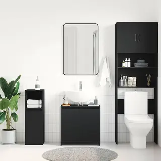 Badezimmerschrank Schwarz 60x33x61 Cm Holzwerkstoff Vidaxl Schwarz
