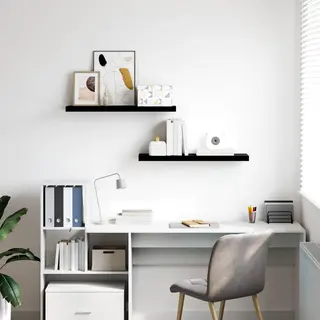 Schweberegale 2 Stk. Hochglanz-schwarz 80x23, 5x3, 8 Cm Mdf Vidaxl