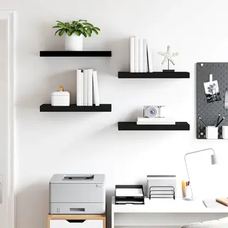 VidaXL Schweberegale 4 Stk. Schwarz 50x23x3, 8 Cm Mdf