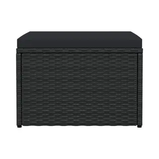 VidaXL Tuinvoetenbank Met Kussen Poly Rattan Zwart