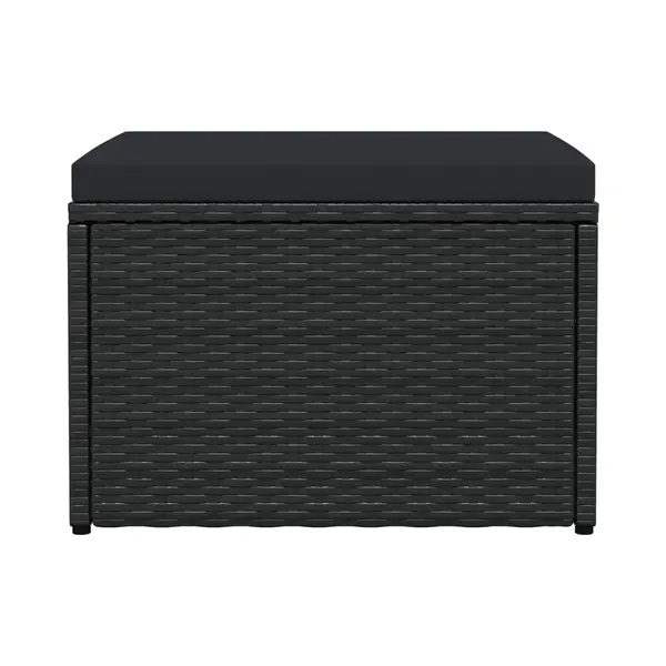 VidaXL Tuinvoetenbank Met Kussen Poly Rattan Zwart thumbnail