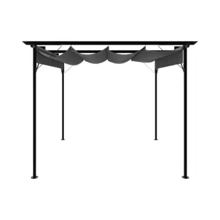 VidaXL Pergola Mit Ausziehbarem Dach Anthrazit 3x3 M Stahl 180 G/m²