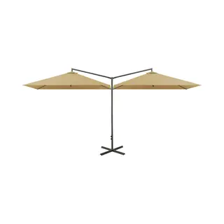 VidaXL Doppel-Sonnenschirm Mit Stahl-Mast 600x300 Cm Taupe