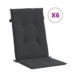 VidaXL Tuinstoelkussens 6 St Hoge Rug 120x50x3 Cm Stof Zwart
