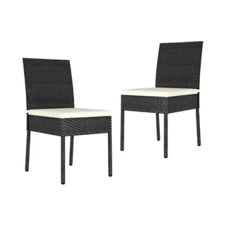 VidaXL 315106 Gartenstuhl Terrasse Gepolsterter Sitz Polyrattan, Stahl Schwarz, Cremefarben