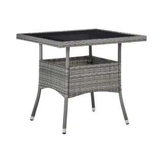 3-tlg. Garten-essgruppe Grau Poly Rattan Und Akazienholz - Vidaxl