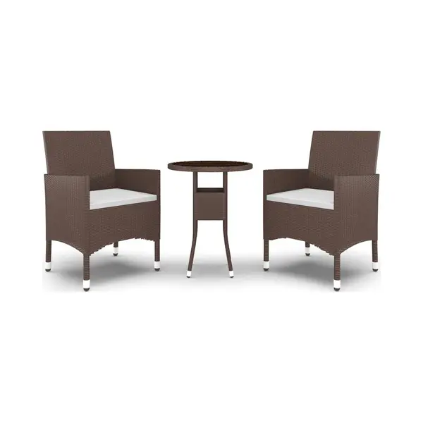 VidaXL 3-delige Tuinset Poly Rattan Bruin thumbnail