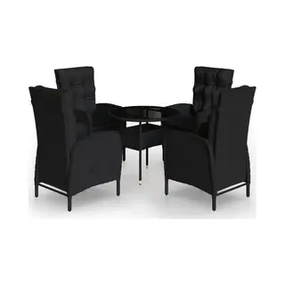 5-tlg. Garten-bistro-set Poly Rattan Schwarz - Vidaxl