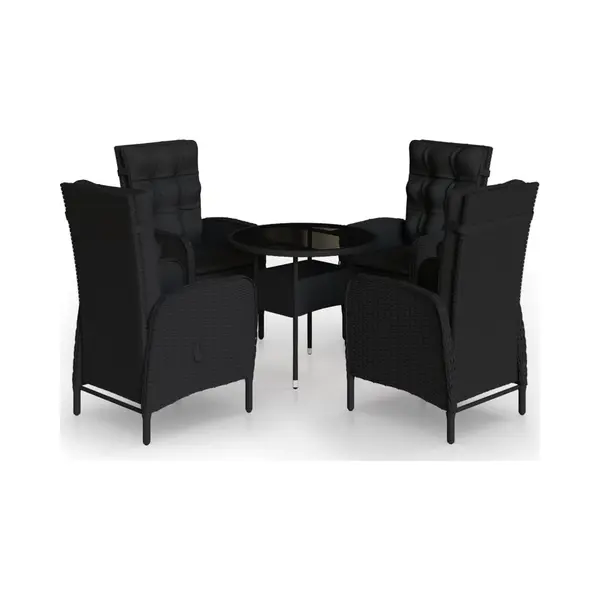5-tlg. Garten-bistro-set Poly Rattan Schwarz - Vidaxl thumbnail