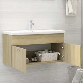 Waschbeckenunterschrank Sonoma-eiche 90x38, 5x46cm Holzwerkstoff Vidaxl