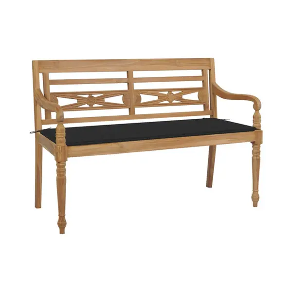 VidaXL Batavia-Gartenbank Mit Schwarzem Kissen 120 Cm Teak Massivholz thumbnail