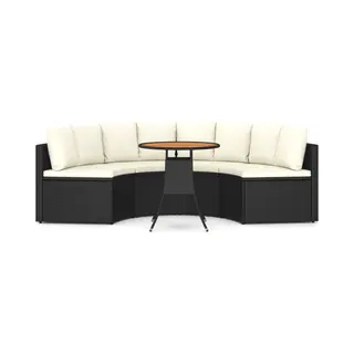 VidaXL 5-tlg. Garten-Sofagarnitur Mit Auflagen Poly Rattan Schwarz