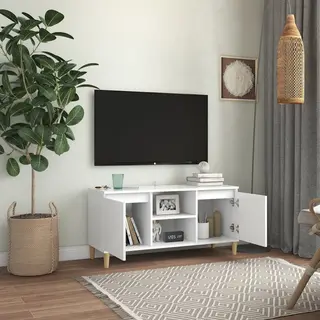 VidaXL Tv-Schrank Mit Massivholz-Beinen Weiß 103, 5x30x50 Cm